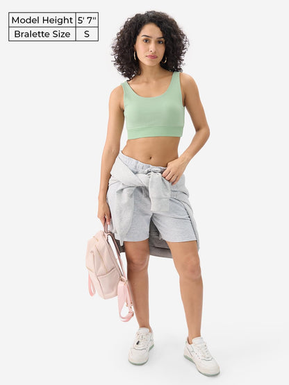 The Souled Store Jade Green Women and Girls Round Neck Sleeveless Cotton Padded Bralette Top