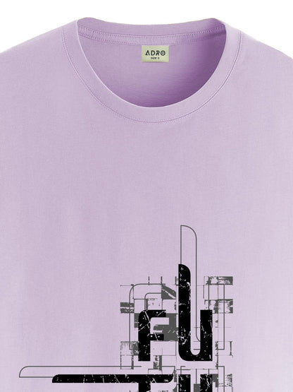 ADRO Men's Graphic Printed 100% Cotton T-Shirt - Regular Fit, Printed T-Shirts for Men (RN24-FTR-PU_Purple)