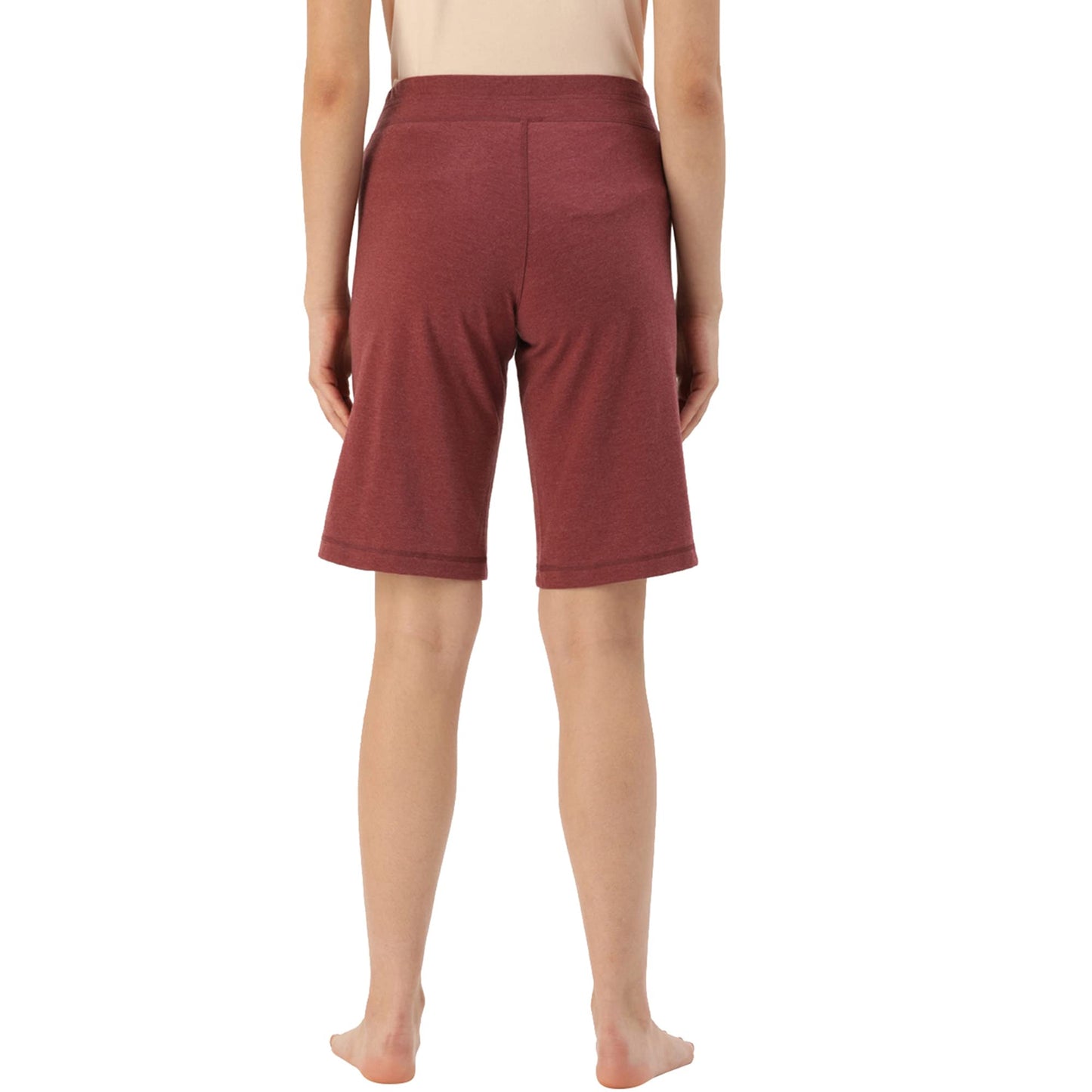 Enamor Essentials Womens Mid Rise Slim Fit Breathable Stretch Cotton Knee Length City Shorts with Invisible Zipper Pockets- E04