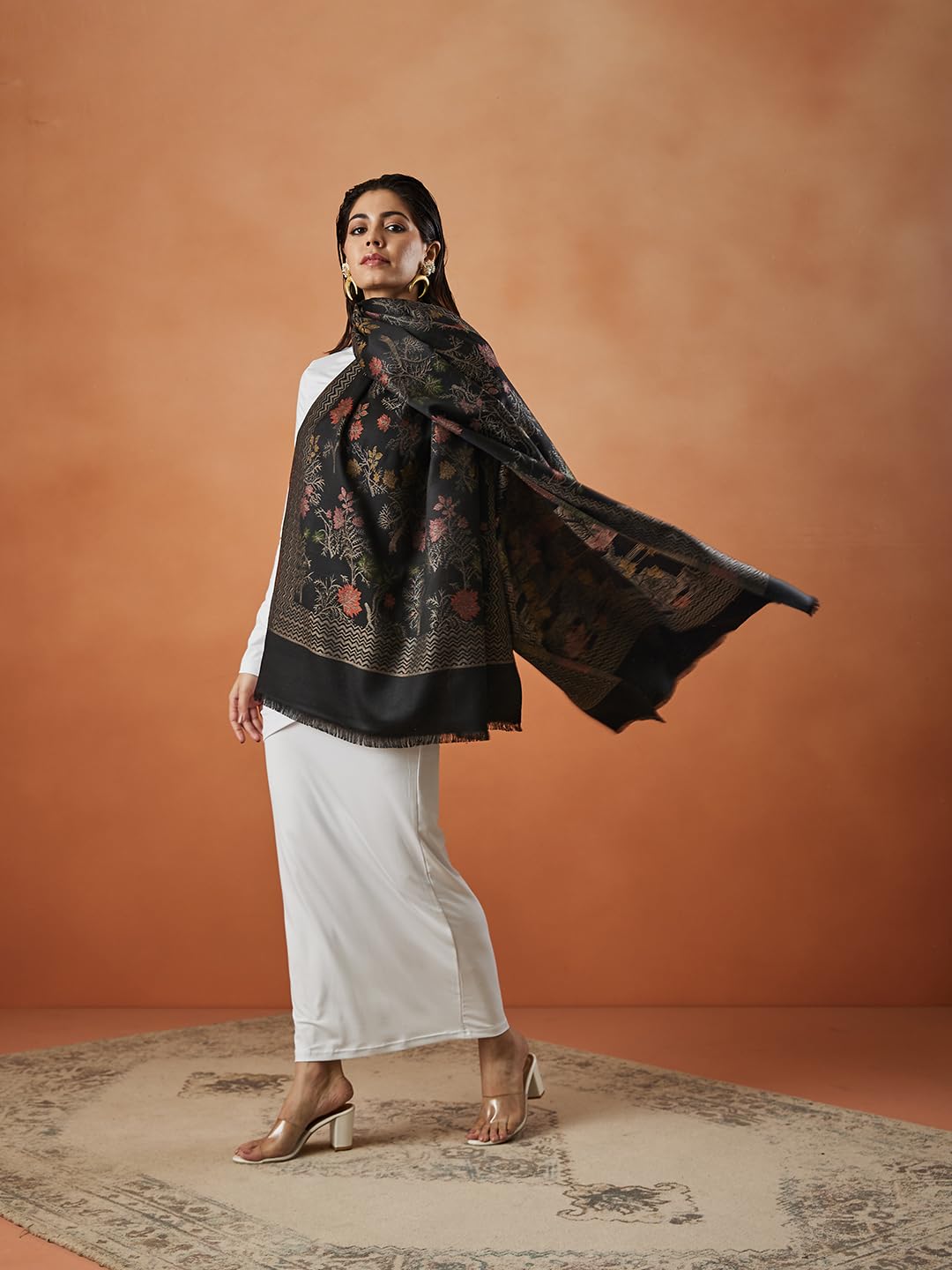 Pashmoda Women Nayab Kaani Wool Blend Stole (Size : 71X203 CM)