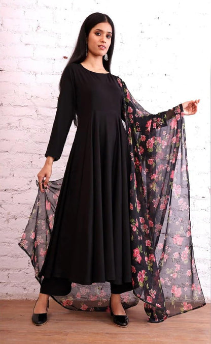 Toochki Ethnic Wear Gown Set For Women | Gown For Women Ethnic Gown With Dupatta| Cotton Ethnic Gown With Dupatta And Pant Set |