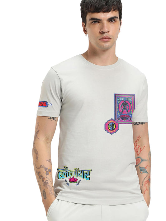 Bewakoof Official Marvel Merchandise Black Panther Mens Graphic Print Regular Fit Half Sleeve Round Neck Cotton T-Shirt_671245_