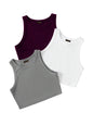 Toochki Tops for Woman | Spandex Top | Crop | Short | Western | for Jeans | Sleeveless | Stretchable | Pack of Three | Grey-Whit