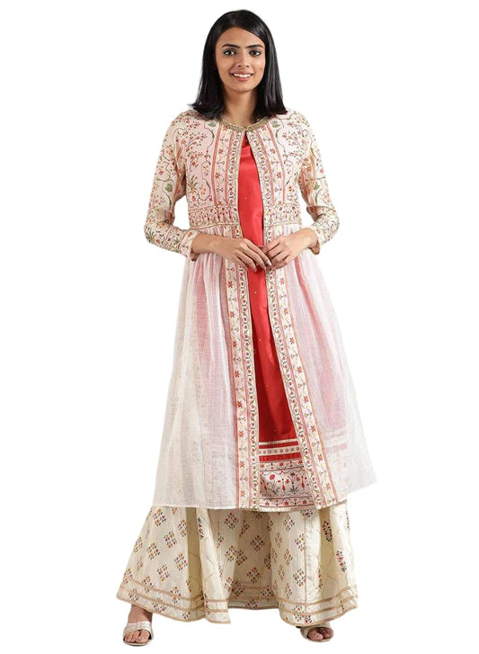 W for Woman Women's Art Silk A-Line Regular Kurta