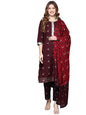 anubhutee Women's Cotton Black Gotta Patti Ethnic Print Straight Kurta Suit Set With Pants And Dupatta