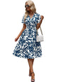 Sheetal Associates Women Casual Regular Sleeves Crepe Printed Fit And Flare Dress Blue