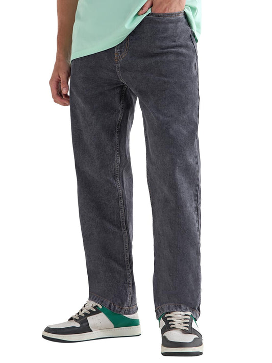 Bewakoof Mens Washed Regular Fit Cotton Blend Jeans_654898_Grey_30