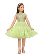 Aarika Girl's Net A-Line 1-2 Years Dress (NV-FK-21906_Sea Green