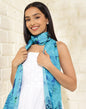 Fabindia Teal Silk Printed Stole For Women (Free Size)