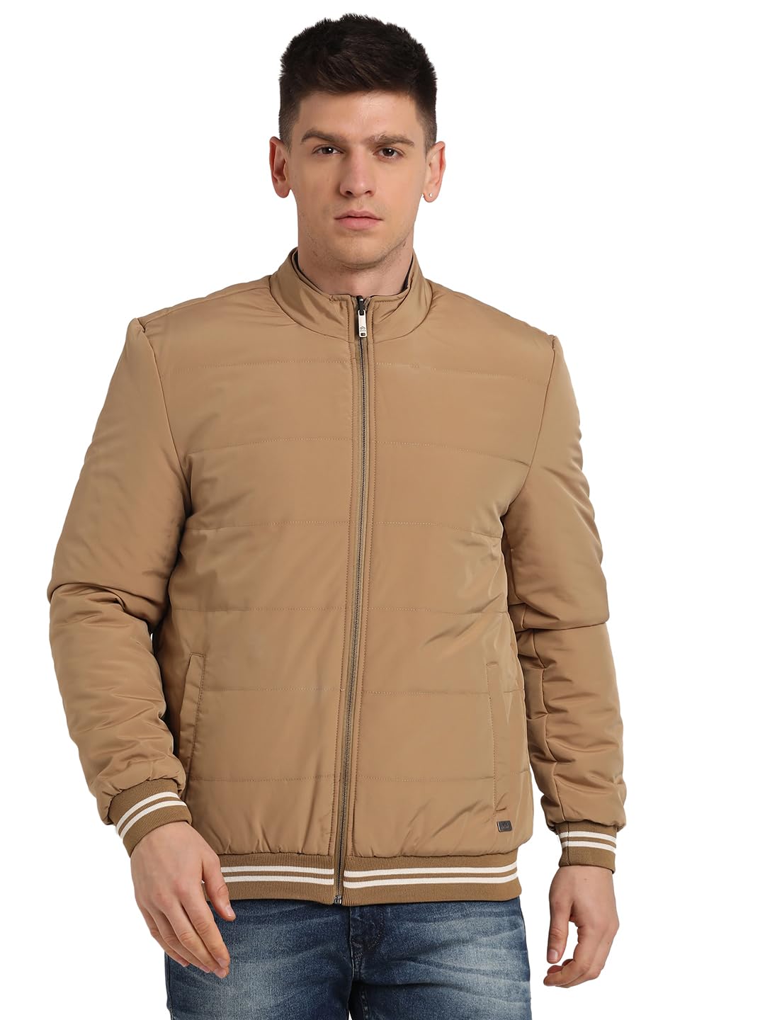 Turtle Men Polyester Full Sleeve Solid Regular Fit Khaki/Blue Windcheater Jacket