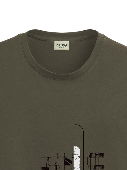 ADRO Men's Graphic Printed 100% Cotton T-Shirt - Regular Fit, Printed T-Shirts for Men (RN24-FTR-OL_Olive)