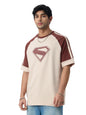 The Souled Store Superman: Look Up Men and Boys Short Sleeves Round Neck Brown Graphic Printed Cotton Breathable Comfortable Cas