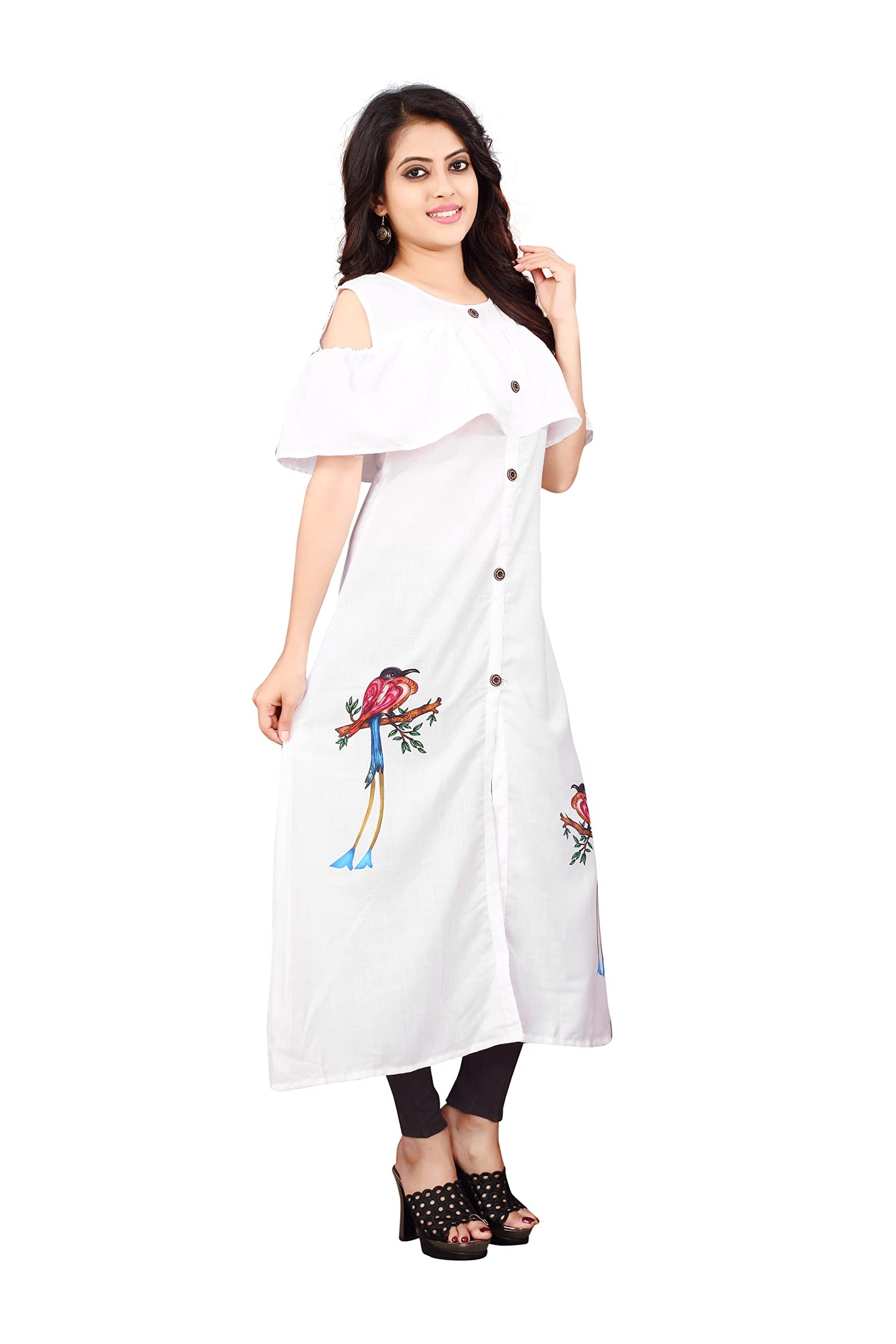OM SAI LATEST CREATION Women's Rayon Printed Fully Stitched Kurta Women & Girls