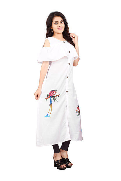 OM SAI LATEST CREATION Women's Rayon Printed Fully Stitched Kurta Women & Girls