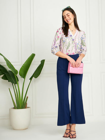 Modeve Women White Floral Top For Summer