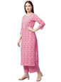 GoSriKi Women's Cotton Blend Traditional Straight Printed Kurta and Palazzo Set (Valab-GS)