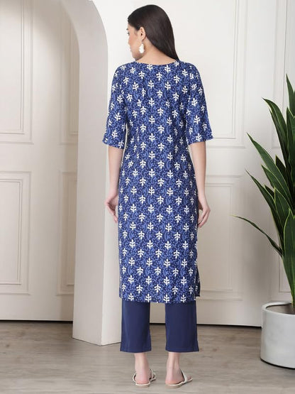 Pinkmint WomenS Crepe Printed Kurta Pant Straight Kurta Set For Women(Pack Of 3)