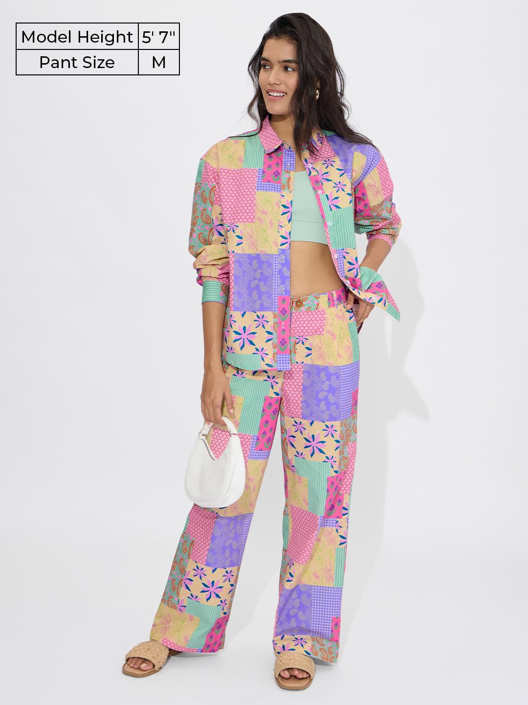 The Souled Store Pink Love All Over Printed Women and Girls Buttoned Cotton Straight Fit Comfortable Trendy Wide Leg Pants