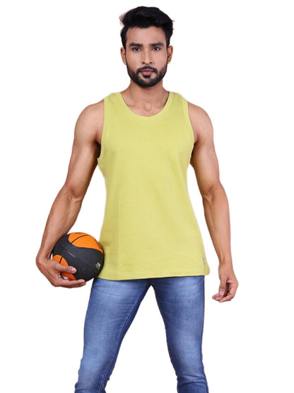 Colors Men Jacquard Sleeveless T-Shirt - 100% Cotton, Breathable, Super Stretch, Anti-Fungal Dye Vest. Pack of 1