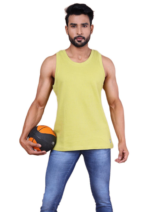 Colors Men Jacquard Sleeveless T-Shirt - 100% Cotton, Breathable, Super Stretch, Anti-Fungal Dye Vest. Pack of 1