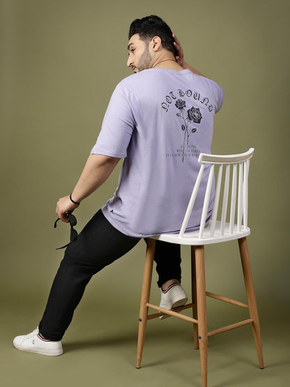 Rigo Printed Oversized T-Shirts | Plus Size Oversized Tees for Men | Drop Shoulder T-Shirt for Man Light Purple