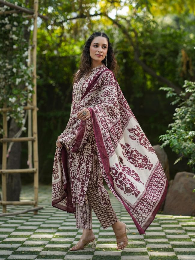 Leriya Fashion Womens Rayon Regular Kurta Set with Dupatta (LF-W.Kurta SET-K2759&P181&D119_Purple