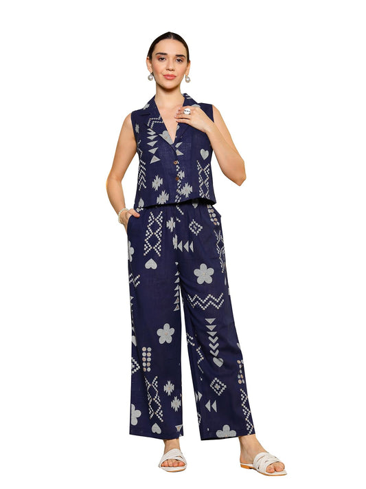 Stylum Womens Geomatric Printed Rayon Slub Short Kurti Pant Set