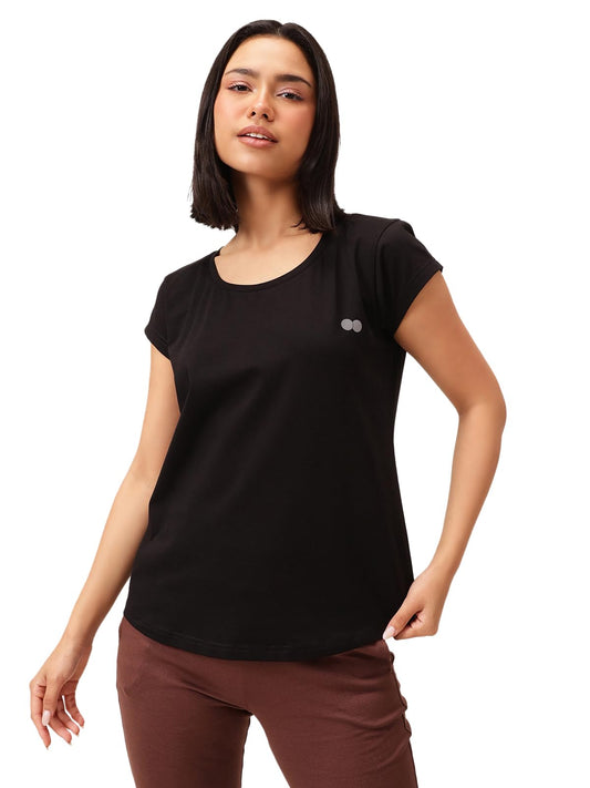 Clovia Womens Comfort Fit Active T-Shirt (AT0198R13_Black_XXL)