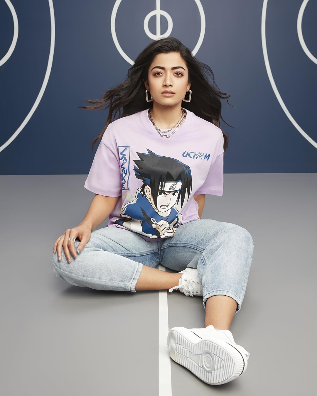 Bewakoof Official Naruto Merchandise Womens Graphic Printed Oversized Fit Half Sleeve Round Neck Cotton Jersey T-Shirt 625471 P