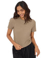 The Souled Store Solids: Classic Beige Women and Girls Short Sleeves Round Neck Polyester Blend Relaxed Fit T-Shirts