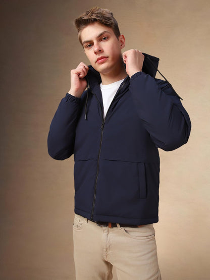 Dennis Lingo Men Blue Solid Polyester Regular Fit Full Sleeve Jackets