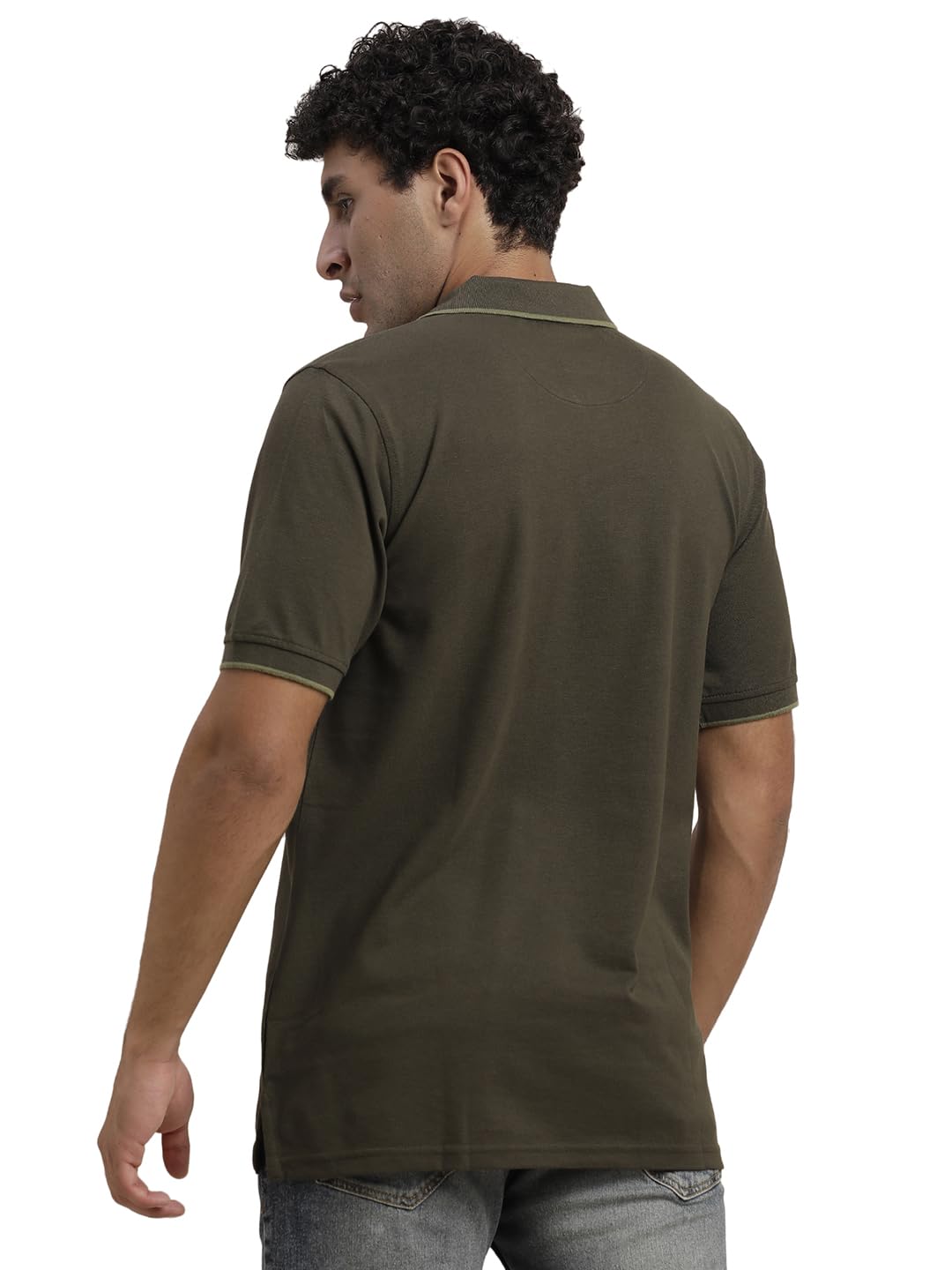 Turtle Men Poly Cotton Solid Olive Polo Tshirt