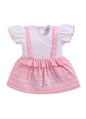 BUMZEE Girls Cotton Half Sleeves Striped Above Knee Length Frock/Dress Pink & White - 6-12 Months (Peb11366C-pnk)