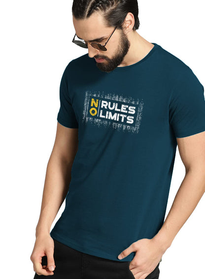 ADRO No Rules No Limits Mens Printed T-Shirt (RNR-M-LIM-SB_Teal)