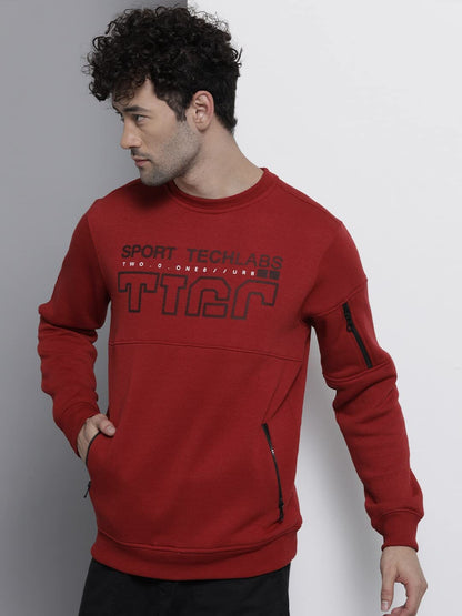 The Indian Garage Co Red Regular Fit Placement Print Long Sleeve Pull On Sweatshirt