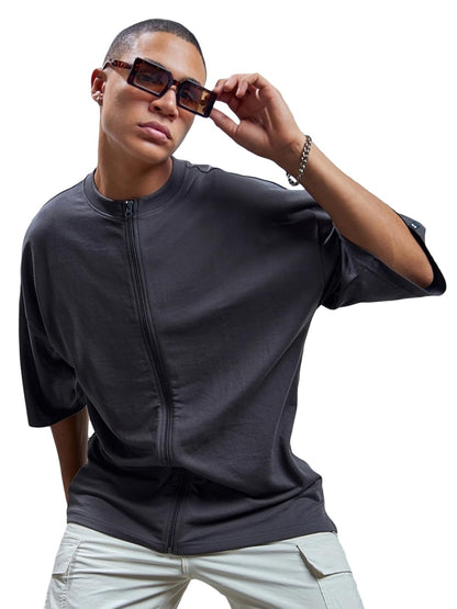 Bewakoof Heavy Duty 1.0 Mens Solid Oversized T-Shirt_580061_Grey_XL