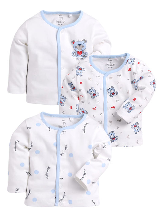 BABY GO Baby Boy 0-3M,3-6M,6-9M,9-12M Full Sleeves 100% Pure Cotton T-Shirt 