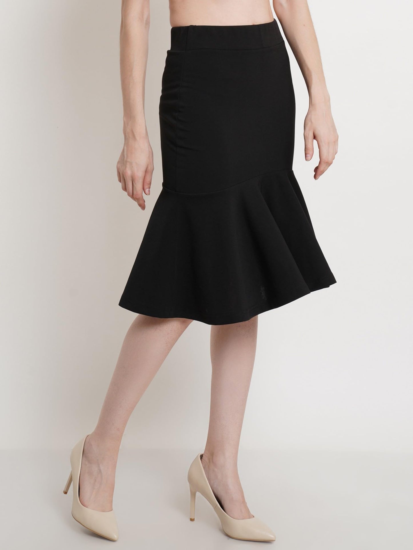 POPWINGS Casual Solid Black Peplum Skirt for Women | Women Skirt | Women Stylish Skirt | Skirts for Women