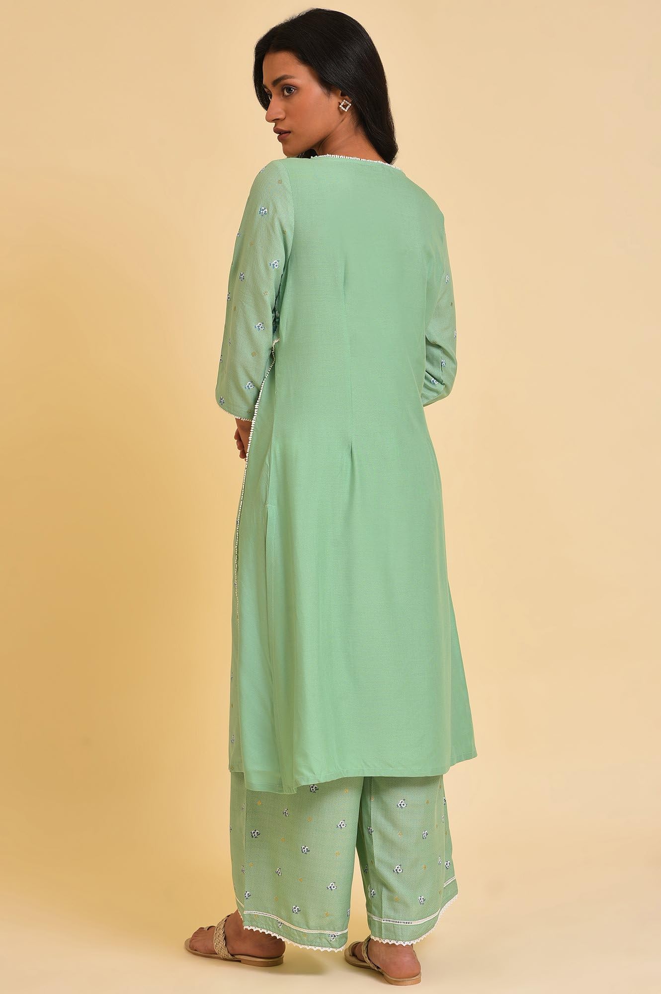 W For Woman WomenS Viscose Regular Kurta (23Few18676-120048_Light_Olive