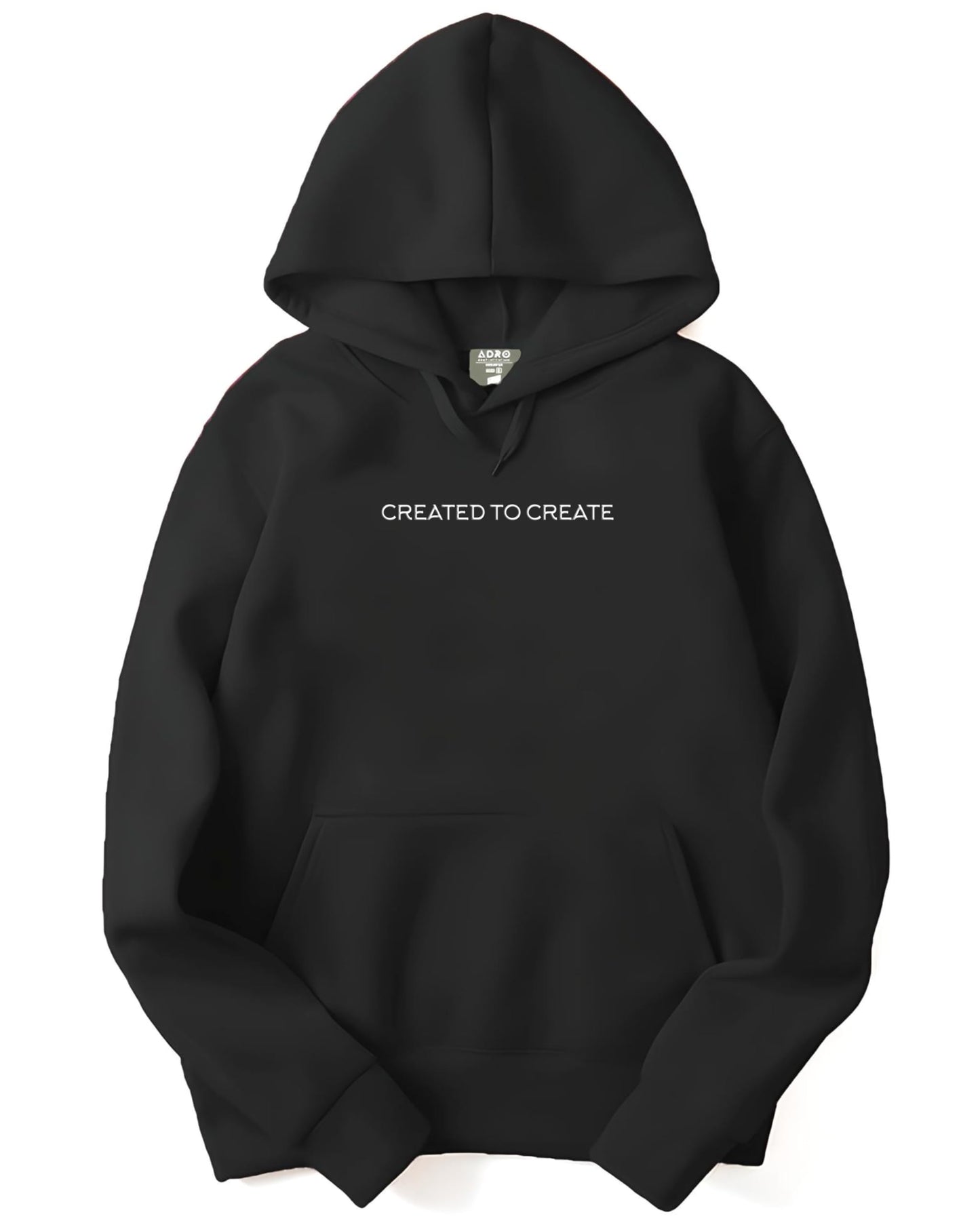 ADRO Mens Printed Hoodies in Premium Cotton Fleece 340 GSM (H23-M-CRE-BL_Black)