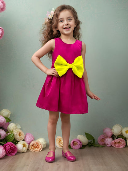 A.T.U.N. (All Things Uber Nice) Fuchsia Yellow Pambow Dress For Girls