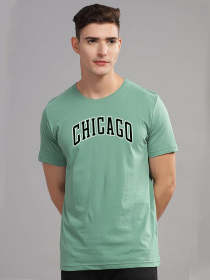 ADRO Mens T Shirt Urban Style Tshirt Printed with Chicago Design Cotton & Eye Catching Print Stylish T-Shirt for Men Pista Tshir