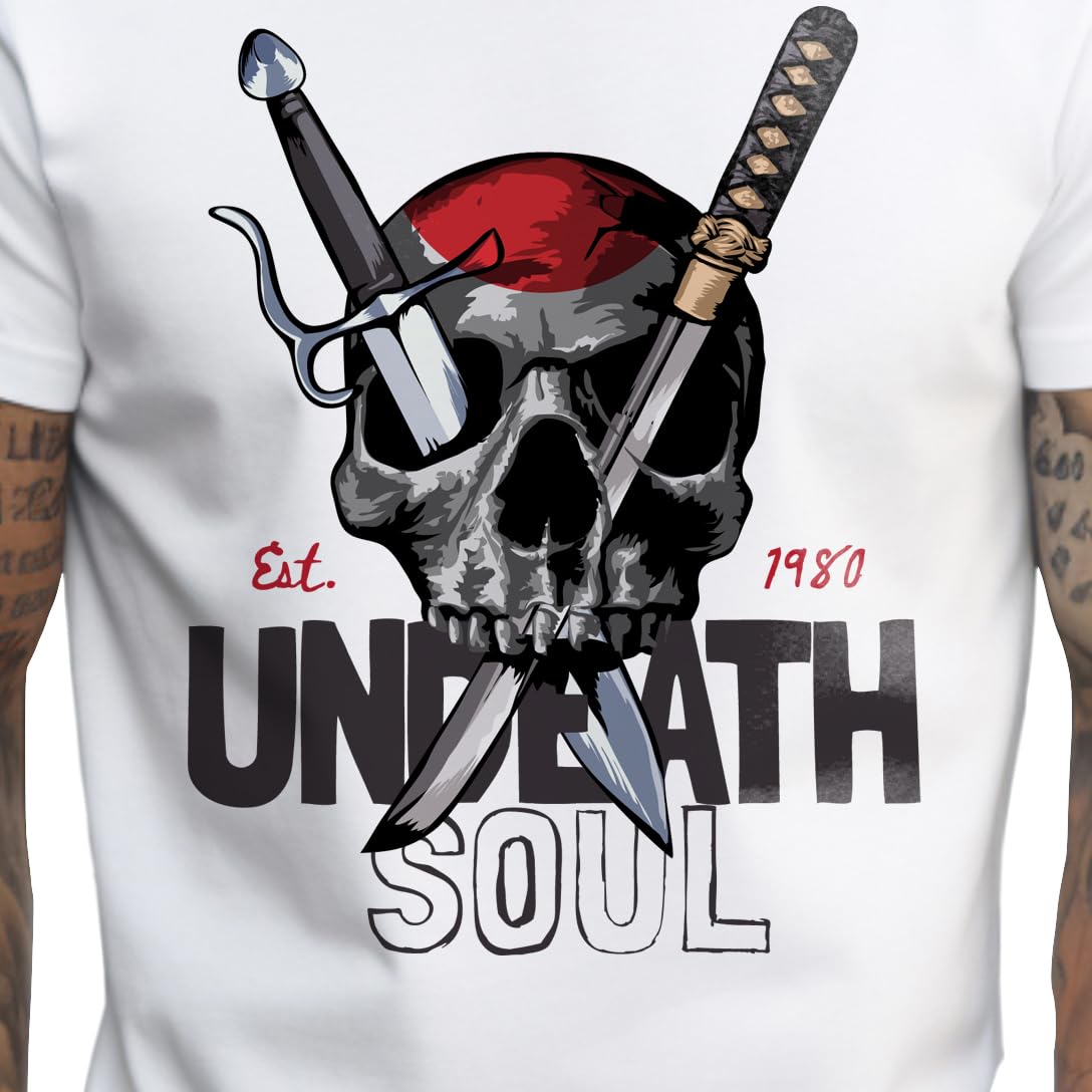 Peppyzone Mens Regular Fit T-Shirt (PZ-Skull438_White