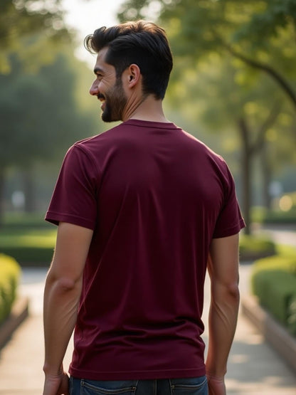 Nobero MenS Graphic Print Regular Fit T-Shirt (1M-Twts-C0561-Wr_Wine Red