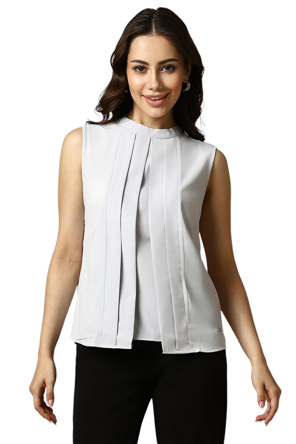Allen Solly Women Regular Fit Solid Formal Sleeveless T-Shirt