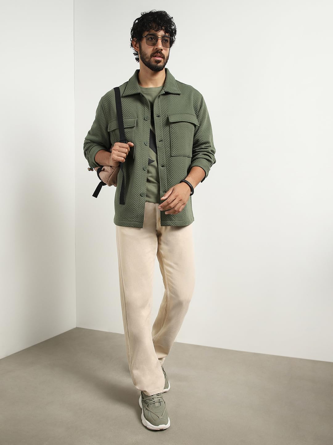 Nobero MenS A-Line Coat (1M-Twjk-R0006_Olive Green