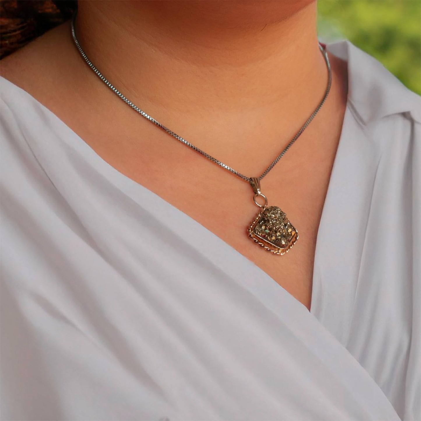 Astrotalk Raw Pyrite Pendant | Stone of Wealth, Confidence & Clarity | Pyrite Pendant for Women | Best Gift Items for Women | Spiritual Jewellery