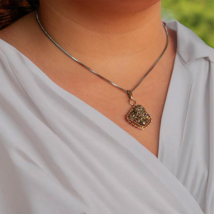 Astrotalk Raw Pyrite Pendant | Stone of Wealth, Confidence & Clarity | Pyrite Pendant for Women | Best Gift Items for Women | Spiritual Jewellery