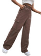 Greciilooks Women Cargo Pant | Women Trousers | WomenS High-Waisted Pant Brown