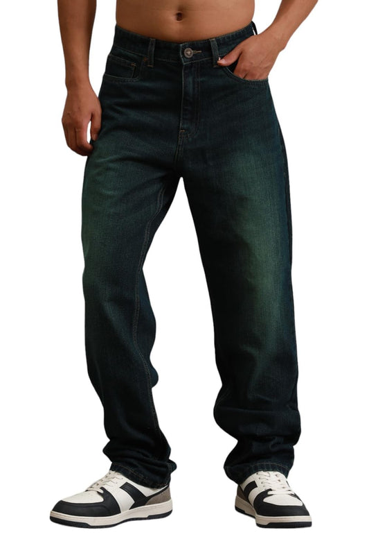 Hubberholme Men Blue Cotton Straight Fit Mid-Rise Solid Jeans
